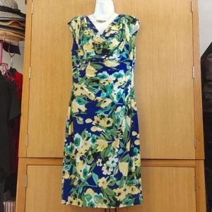 Lauren Ralph Lauren SZ 14 Green/ Blue Floral Dress.